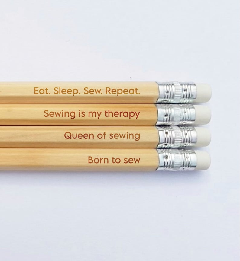 Sewing quote pencils sewing lover gift sewer gift seamstress gift gift for her craft gift born to sew sewing therapy Sewing gift image 5