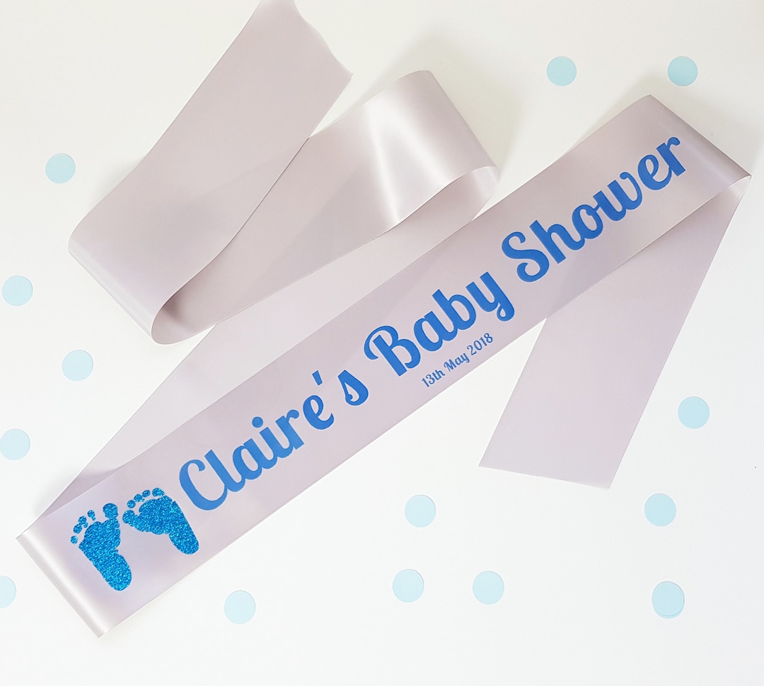 Personalised Blue Boy Baby Shower Sash, Personalised Sash, Baby Shower