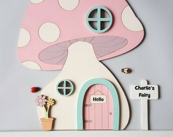 Personalised Toadstool Fairy door -  fairy house - mushroom - pixie - elf - tooth fairy