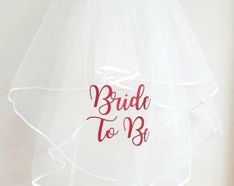 Hen party veil for the bride to be in red glitter