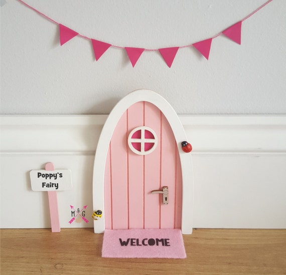 Personalised Pink Fairy Door Great Gift For Girls And Girls Room Miniature Pretend Play Magic Fairies Elf Tooth Fairy Tooth Fairy Door