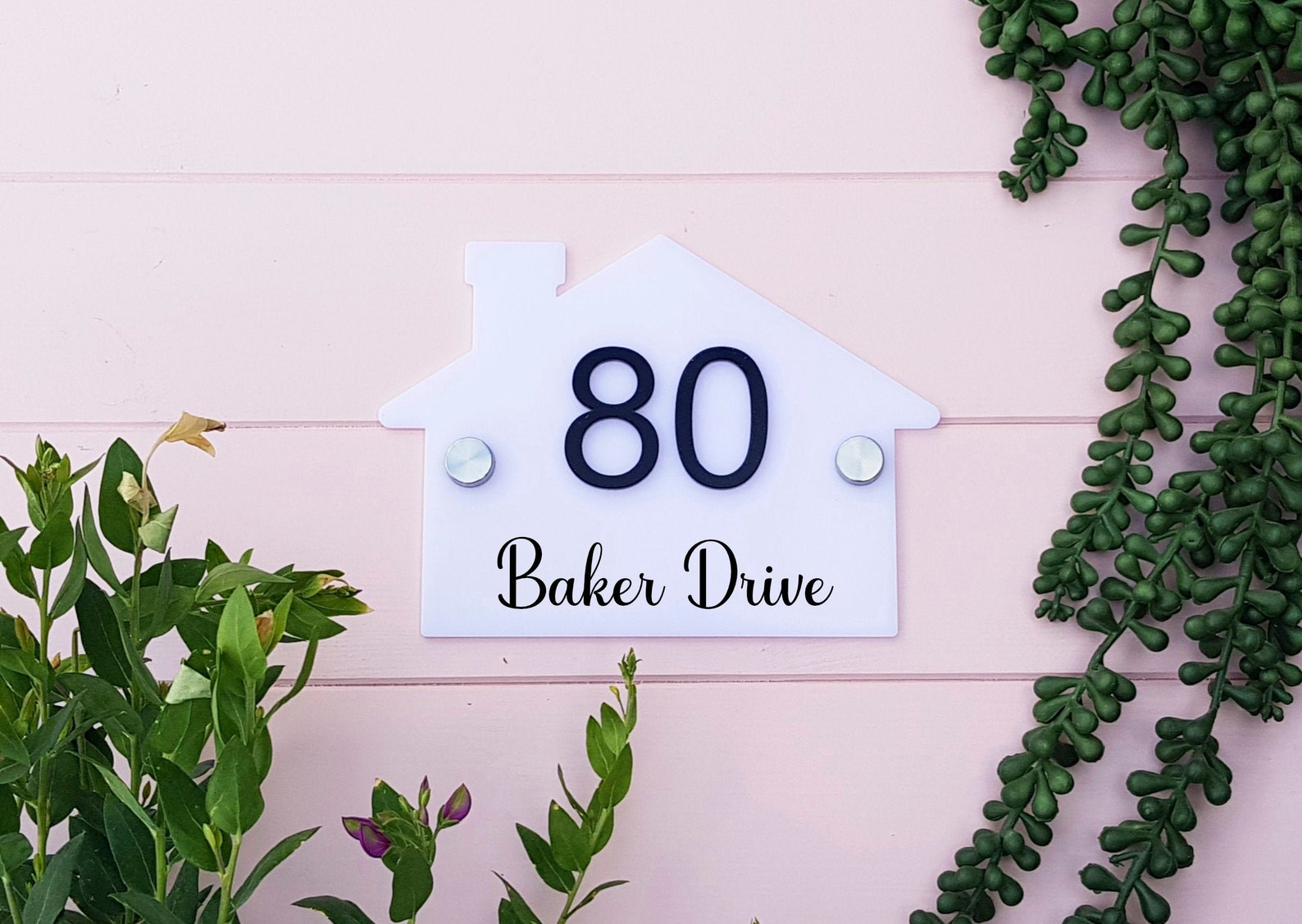 Acrylic House Number Sign With Street Name, Black 3d Numbers, House