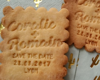 Coralie-Roman wedding biscuit stamp custom to customize your shortbread or cookies, custom biscuit stamp with mount