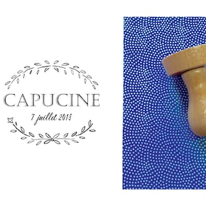Tampon baptême personnalisé Capucine, tampon baptême sur mesure, tampon prénom personnalisé,tampon date,tampon personnalisé,