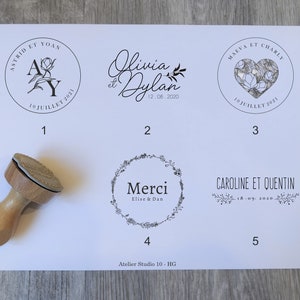 Personalized wedding stamp with your first and last names and wedding date, customizable vintage wood stamp, HG model