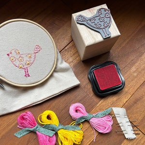 Stickset mit Hühnermotiv, Stickstempelset, Handstickset, Stickset mit Stempel, Geburtstagsstickset