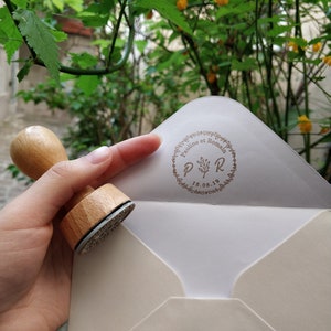 Custom wedding stamp for your big event and your wedding stationery, customizable vintage wooden stamp, HB model