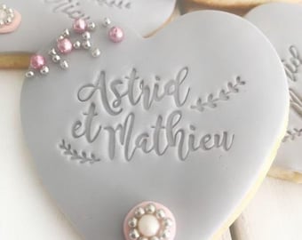 Astrid Wedding Biscuit Stamp - Mathieu custom to customize shortbread or cookie, DIY custom biscuit, personalized biscuit stamp