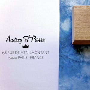 Tampon adresse sur mesure Audrey & Pierre, tampon adresse personnalisé, tampon adresse papeterie mariage, tampon personnalisé sur mesure,