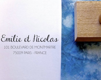 Emilie & Nicolas custom address stamp, personalized address stamp, wedding stationery address stamp, custom personalized stamp,