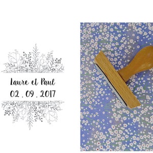 Tampon mariage Laure & Paul, tampon mariage logo personnalisable, tampon logo mariage sur mesure pour décorer vos papeteries de mariage