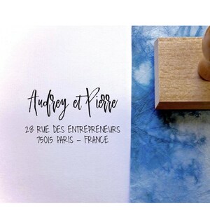 Tampon adresse sur mesure Audrey & Pierre, tampon adresse personnalisé, tampon adresse papeterie mariage, tampon personnalisé sur mesure,