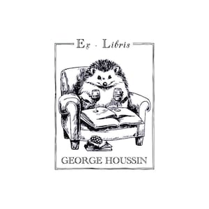 Customizable Ex-Libris Ink Pad The Epicurean Hedgehog, personalized stamp, library stamp and unique personalized stamp VJ8