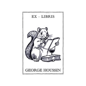 Customizable Ex-Libris Ink Pad The Epicurean Squirrel, personalized stamp, library stamp and unique personalized stamp VJ10