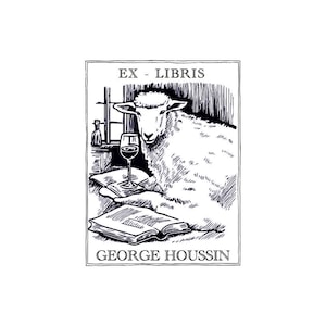 Customizable Ex-Libris Ink Pad The Epicurean Sheep, personalized stamp, library stamp and unique personalized stamp VJ12
