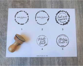 Hand made stamp personalized with your brand, company stamp, handmade stamp, customizable stamp, vintage wooden stamp HE model