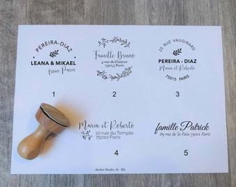 Personalized address stamp with your address and first names, personalized address stamp, customizable stamp, vintage HL wood stamp