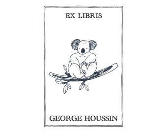 Tampon Encreur Ex-Libris Personnalisable Koala Insouciant, tampon personnalisé, tampon bibliothèque et tampon unique personnalisé VC11