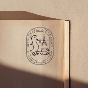 Timbro per indirizzo personalizzabile L'uccello in fiore, timbro personalizzato, timbro postale e timbro unico personalizzato VI6
