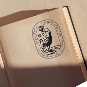 Timbro per indirizzo personalizzabile L'uccello in fiore, timbro personalizzato, timbro postale e timbro unico personalizzato VI2