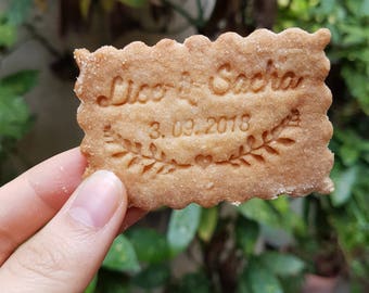 Lise Wedding Biscuit Stamp - Sacha bespoke to customize shortbread or cookies, DIY custom biscuit, custom biscuit stamp