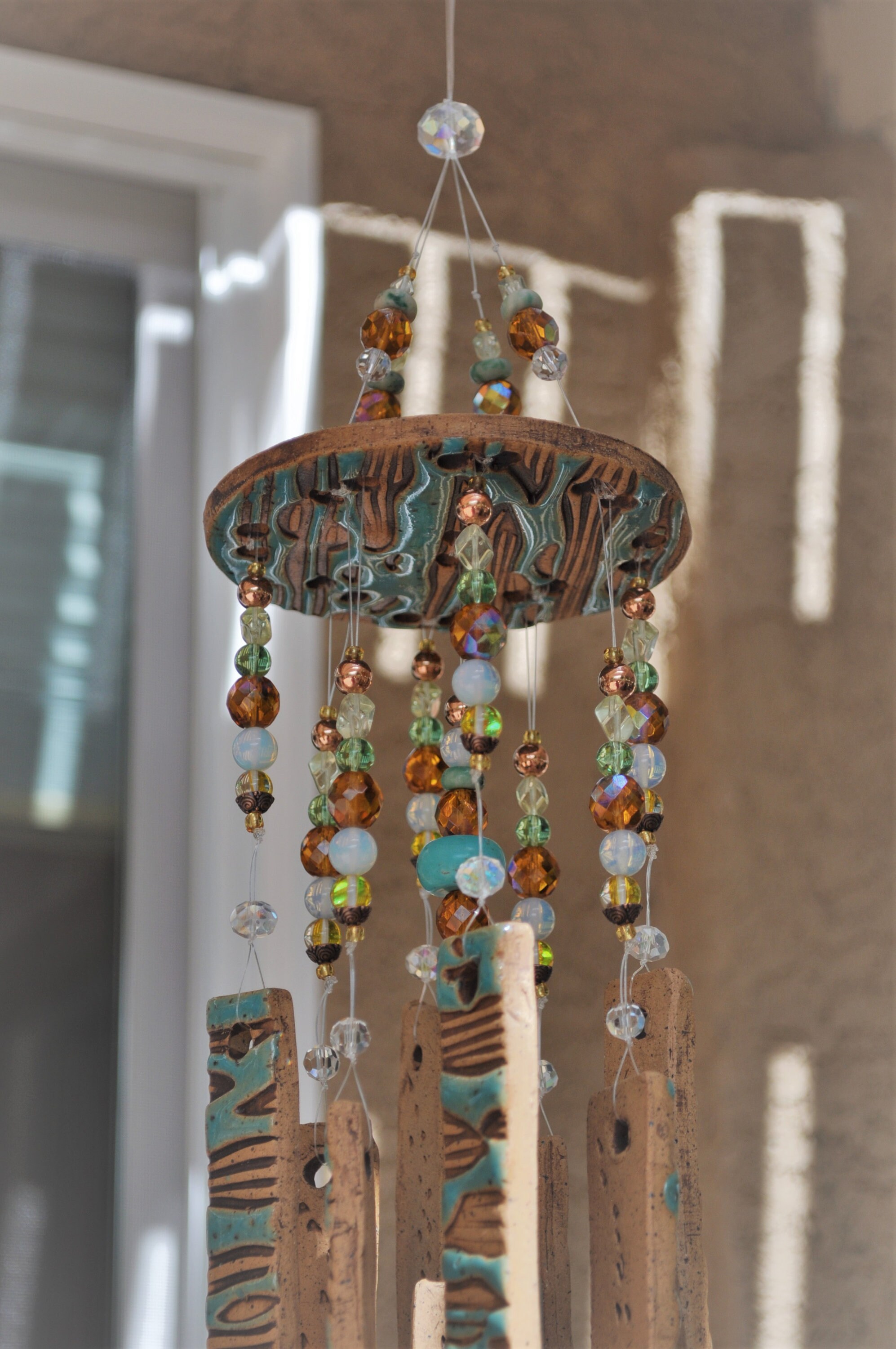 Teal / Jade Jeweled Wind Chime Hand Made Ceramic Etsy