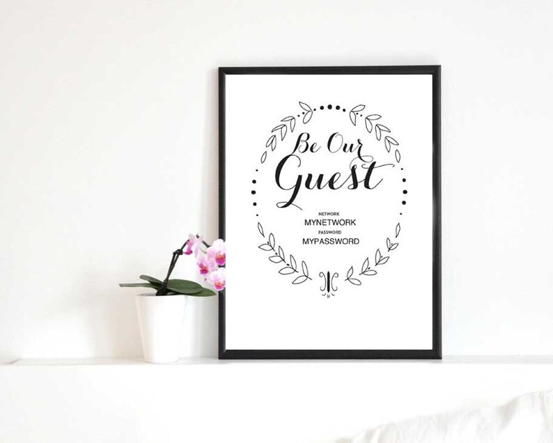 Be Our Guest Wifi Sign Wifi Password Printable Sign Guest Etsy