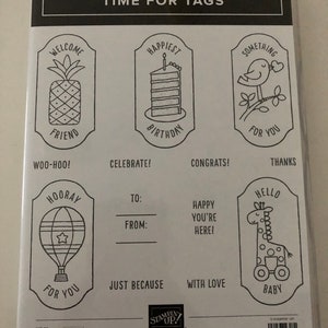 Stampin&#39; Up &quot;Time For Tags&quot; cling stamp set, gently used