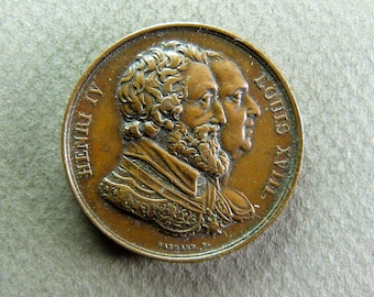 Vintage Henri IV and Louis XVIII circa 1820 by Gayrard Medal