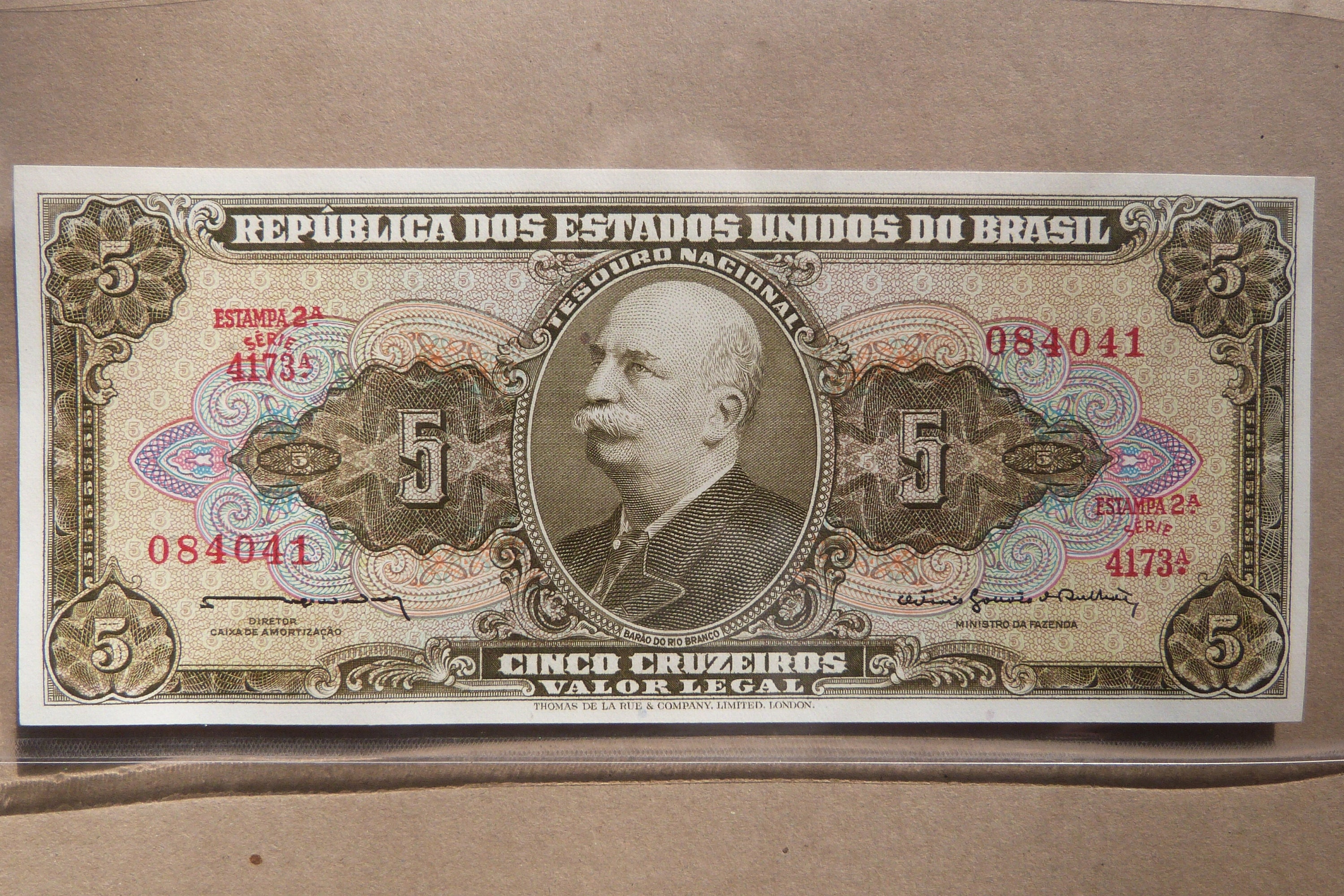 BRAZIL 20 CRUZEIROS 1963 P168b BRASIL REPUBLICA SHARP 3833# BANKNOTE MONEY