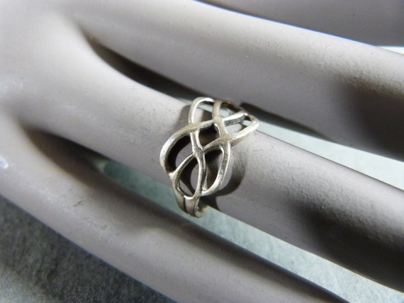 Bague Noeud En Argent Massif Avec Zirconium - Taille 54 - Occasion