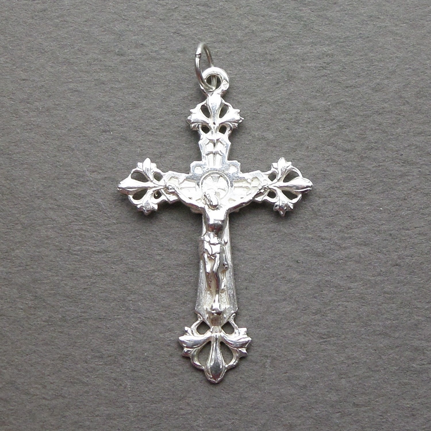 French Antique Religious Sterling Silver Crucifix Jesus Christ Cross