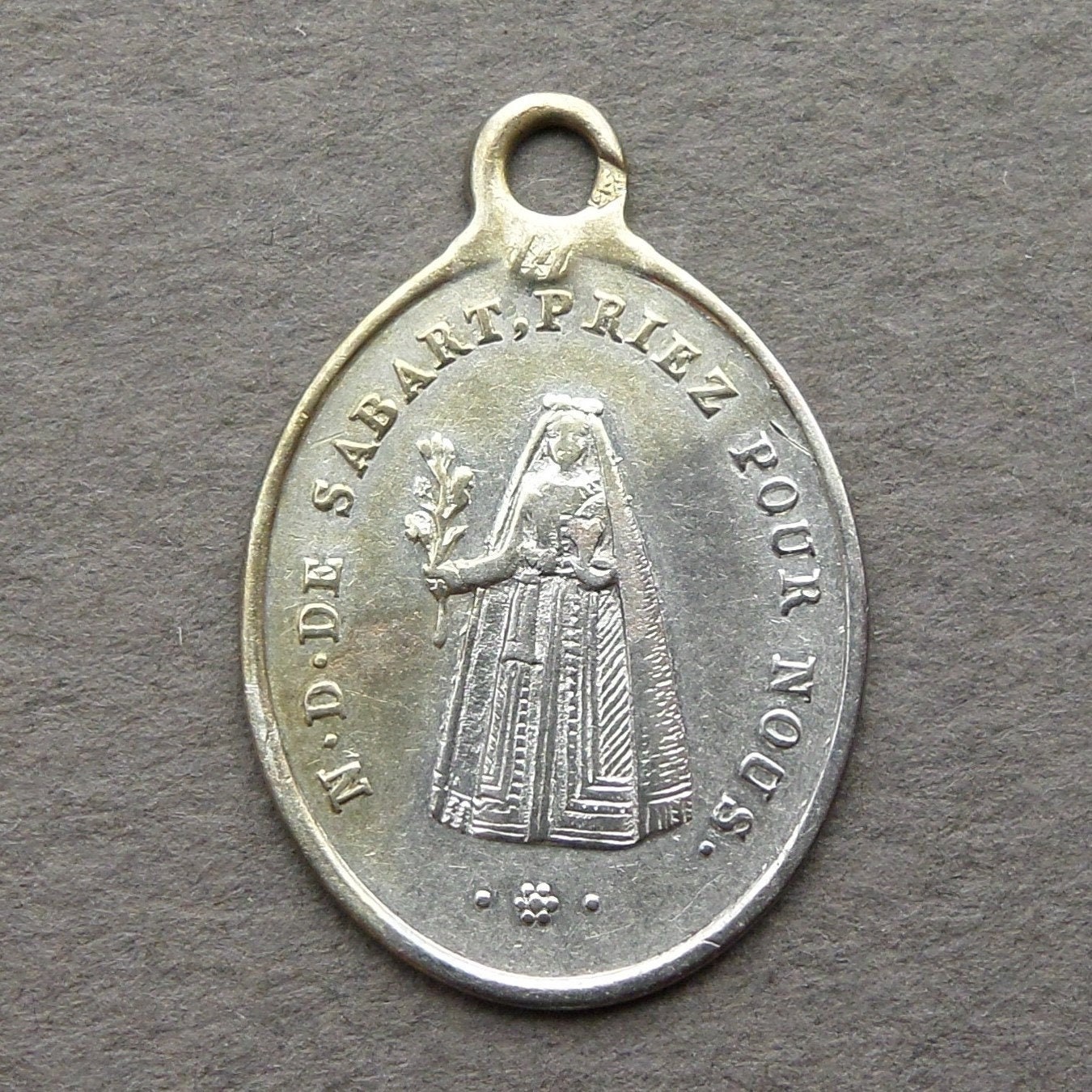 French Antique Sterling Silver Religious Pendant Notre Dame Of Sabart Medal