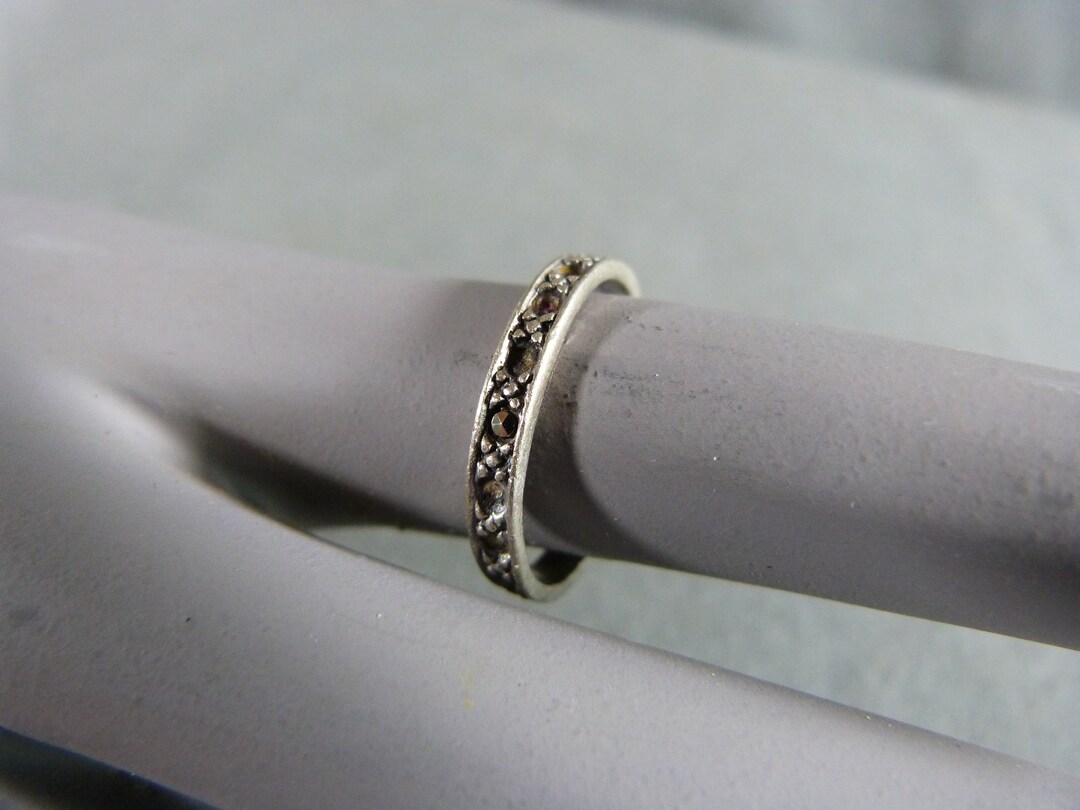 Bague Jonc En Argent Massif 925 - Motif Floral - Taille 58 - Occasion