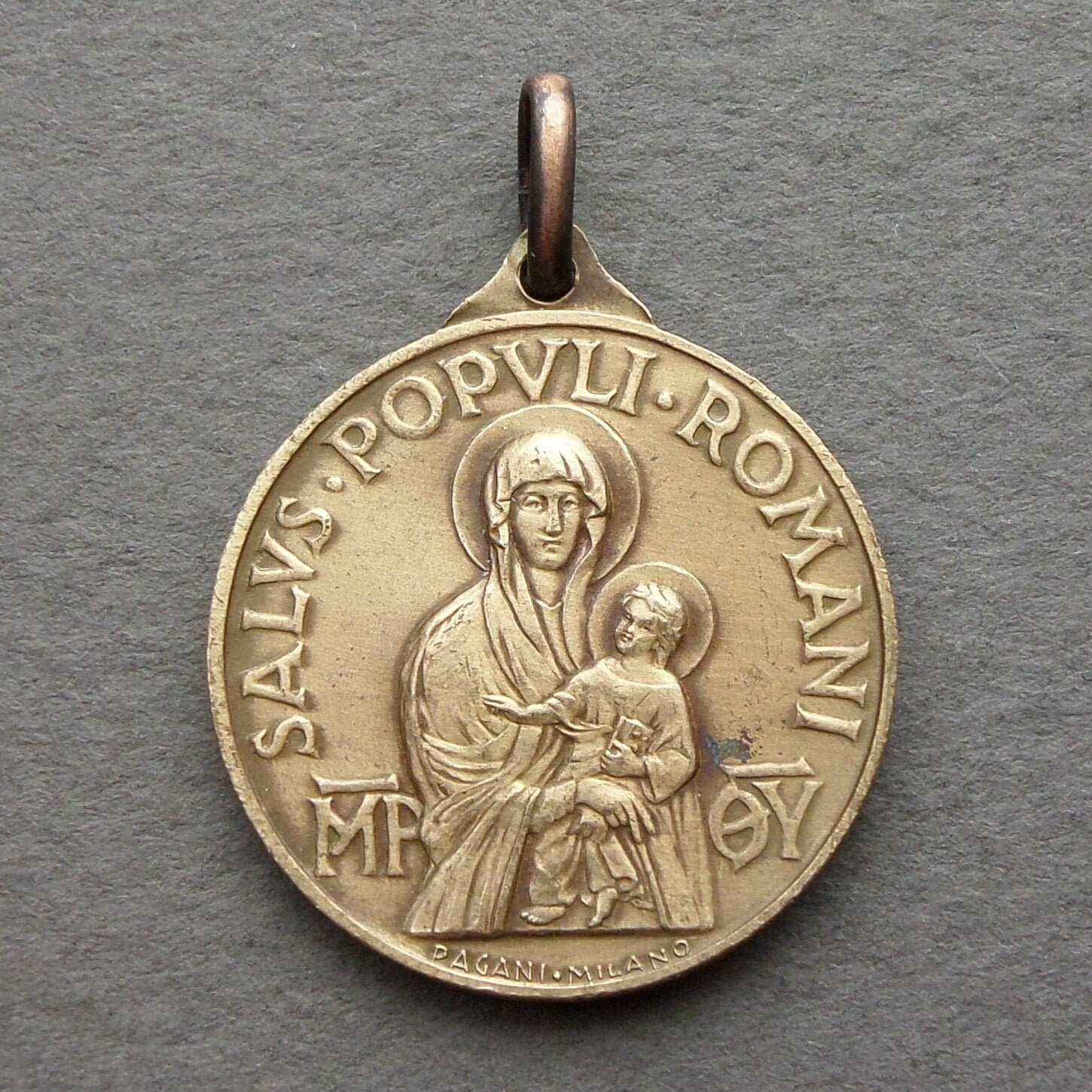 Vatican Vintage Religious Pendant Virgin Mary & Jesus Child Pope Pius Xii By Pagani Milan