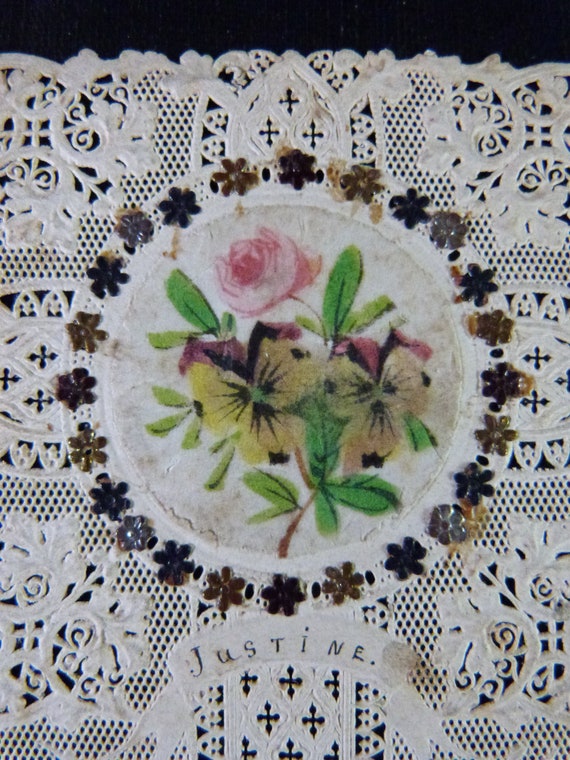 Ancienne Image Pieuse Canivet En Dentelle - Avec Enveloppe Gaufrée - Vierge