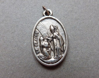 Vintage Religious Medal St Blaise St Martin of Porres Pendant