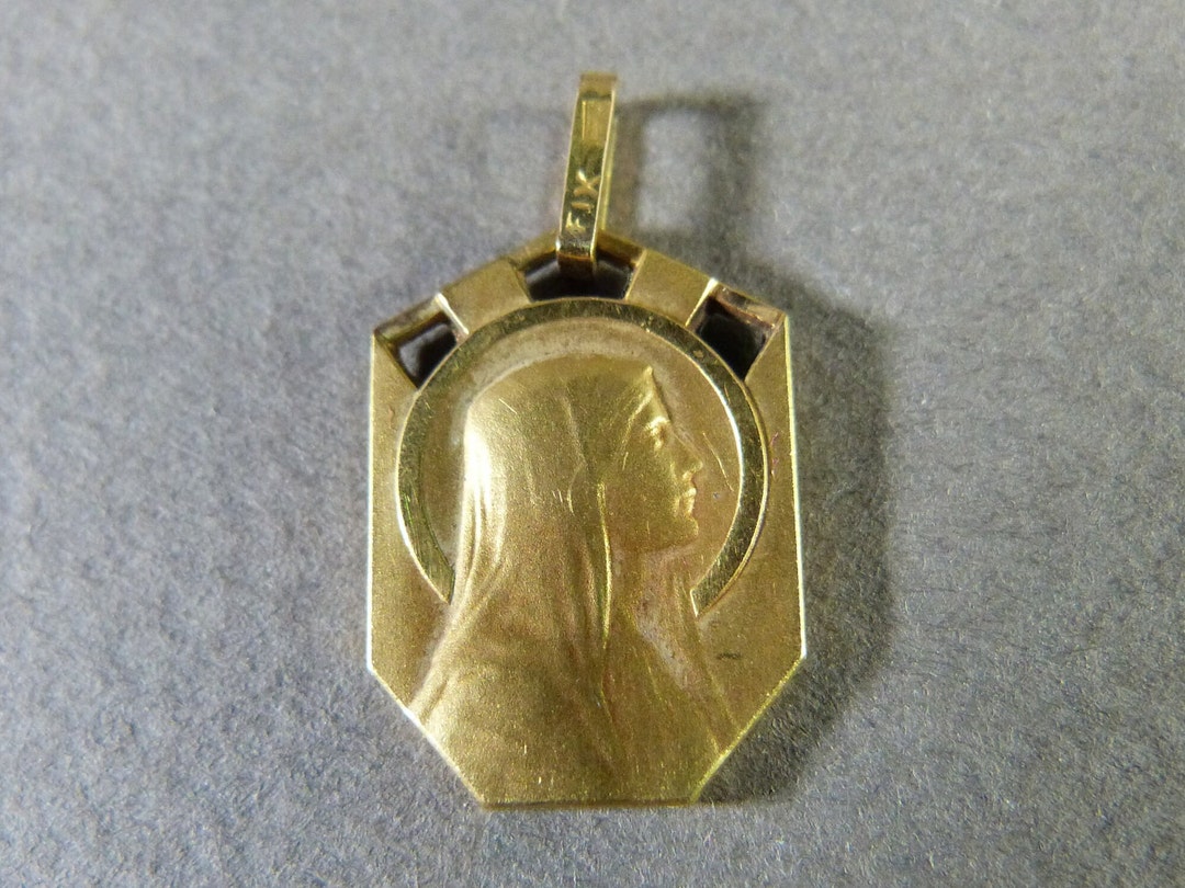 Virgin Mary Medal French Antique Religious Gold Plated FIX Pendant - Etsy