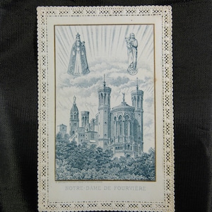 N-D de Fourvière Frommes Bild alte Spitze, Canivet, religiöse Spitzenkarte, Gebetskarte