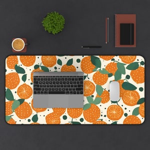 Orange Fruit Desk Mat - Playful Desk Mat- Orange Desk Mat- Extra Large Mouse pad- Gaming