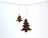 X-mas decoration. X-mas tree decoration. Real leather X-mas tree pendant - Holidays gift - Antique button - Silver Chain - Ornament