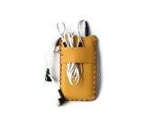 Leather phone case - With earphone holder! Customizable! Sturdy - Quality - Gifts - Yellow - Iphone6 - Huawei - Gifts for him - Phone sleeve