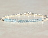 Aquamarine Bracelet, March Birthstone Bracelet, Gemstone Bracelet, Beaded Bracelet, Bridesmaids, Birthday Gift, Karen Hill Tribe Silver