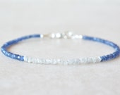 Diamond Sapphire Bracelet, Gemstone Beaded Bracelet, Gift For Women, Raw Rough Diamonds, April September Birthstone, Delicate Bracelet
