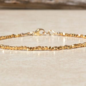 Gold Vermeil Bracelet, Minimalist Beaded Stacking Bracelet, Karen Hill Tribe, Women's Dainty Delicate Jewelry, Birthday Gift for Her