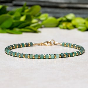 Emerald Shaded Gemstone Bracelet, May Birthstone Beaded Bracelet, Dainty Gold Jewelry, Bracelets For Women, Mothers Day Gift For Her