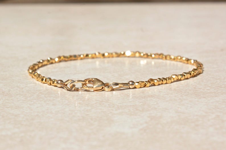 Gold Vermeil Bracelet Minimalist Beaded Stacking Bracelet Etsy