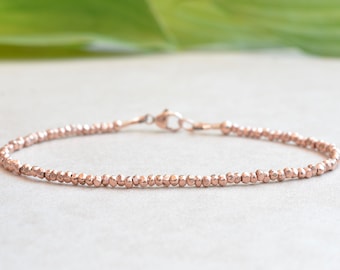 Karen Hill Tribe Rose Gold Vermeil Bracelet, Beaded Bracelet, Delicate Dainty Rose Gold Jewelry, Stacking Bracelet, Mothers Day Gift for Her