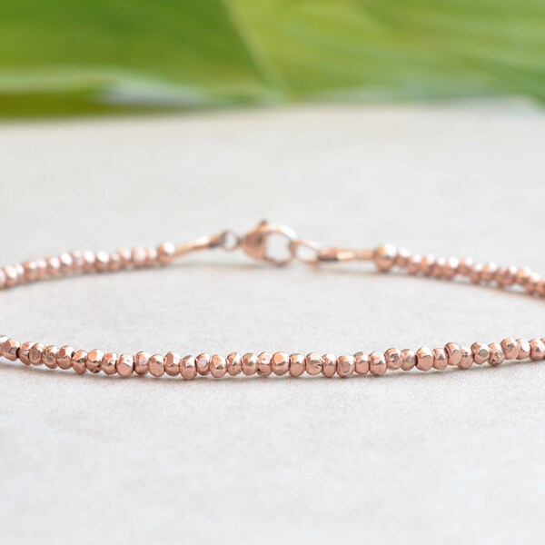 Karen Hill Tribe Rose Gold Vermeil Bracelet, Beaded Bracelet, Delicate Dainty Rose Gold Jewelry, Stacking Bracelet, Mothers Day Gift for Her