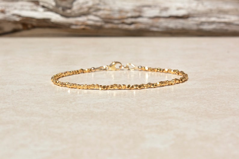 Gold Vermeil Bracelet Minimalist Beaded Stacking Bracelet Etsy